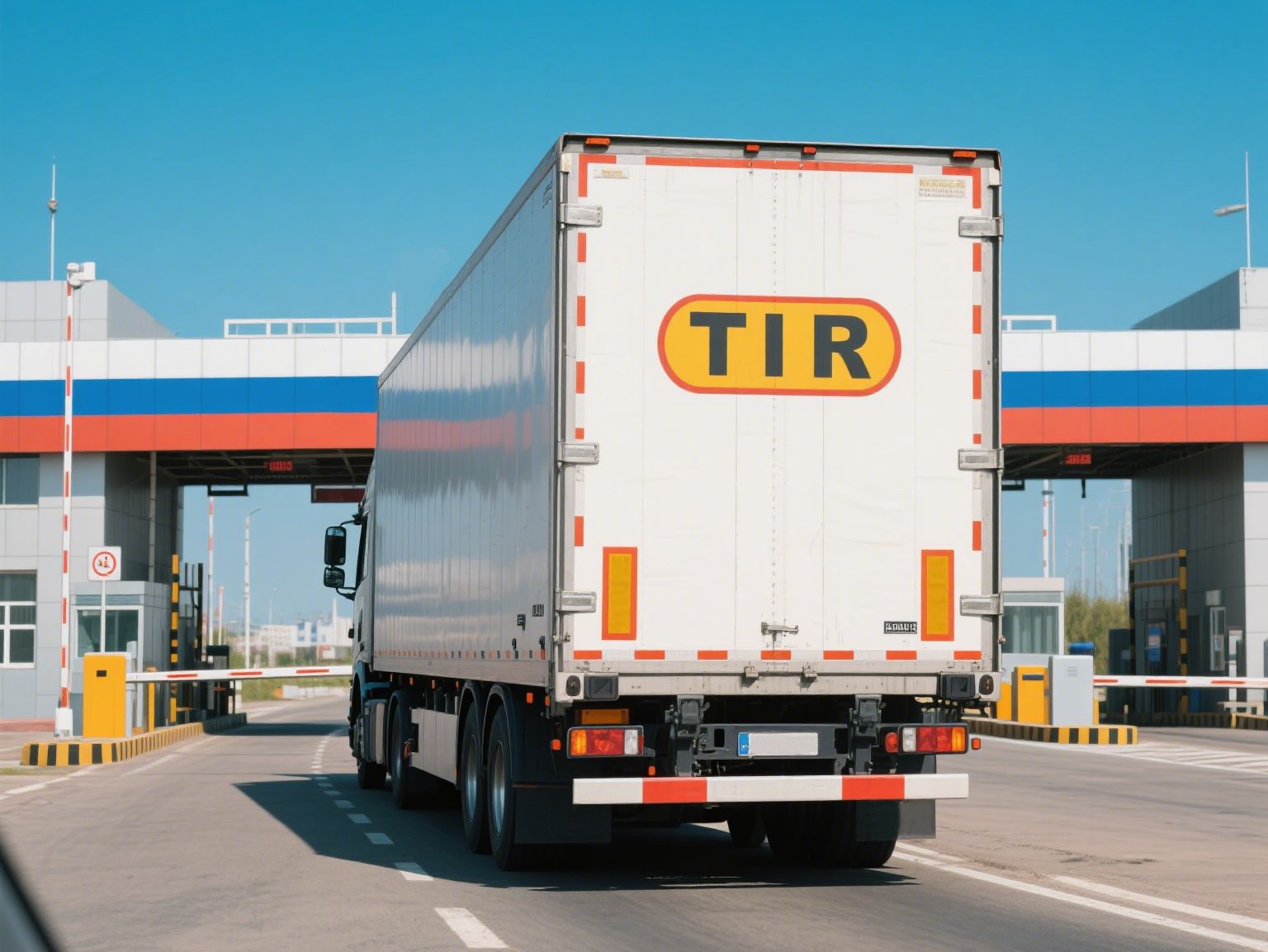 TIR cross-border truck expediting customs clearance at China-Russia border for fast delivery TIR direct trucks reduce transit times to 8-12 days by leveraging pre-cleared ‘green channels’ at key border crossings. (Image: TIR truck at Khorgos border)
