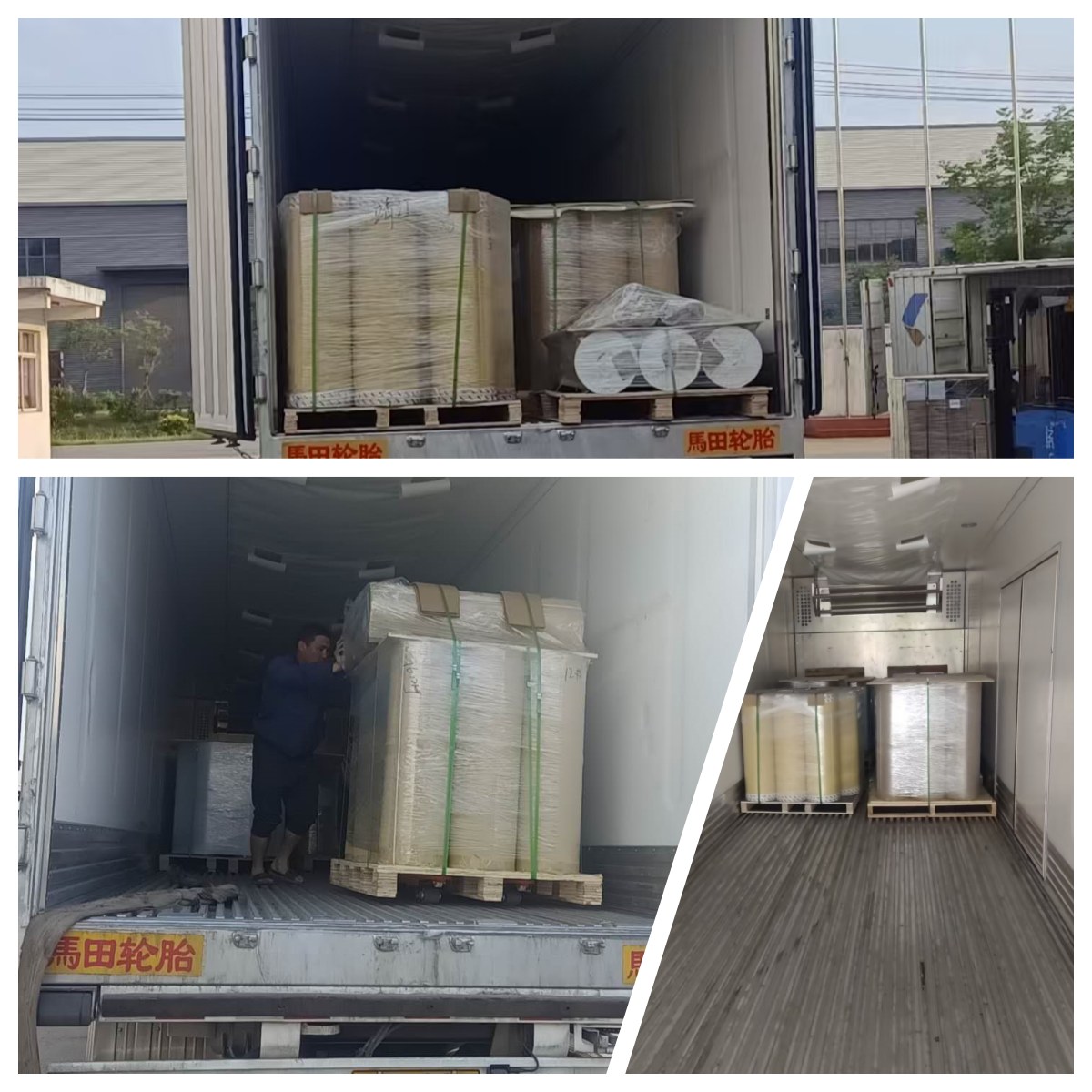 Careful unloading of intact self-adhesive label shipment by DR Trans team at Moscow warehouse after successful TIR transport