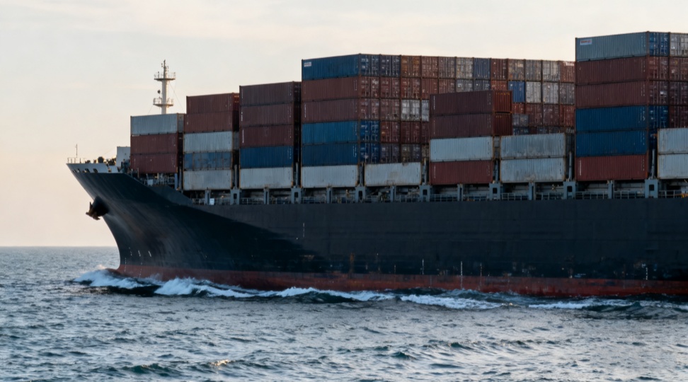 A container vessel sailing across the ocean, representing DR Trans&rsquo;s reliable sea freight service from China to Australia. Ideal for FCL and LCL shipping.