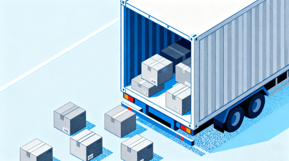 LCL shipping concept showing multiple small shipments consolidated into one container